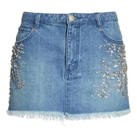 FREE PEOPLE SHINE BRIGHT DENIM SKIRT NEW - Picture 3 of 3